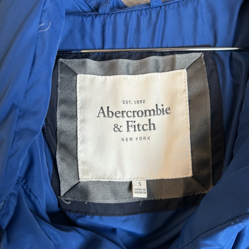 ABERCROMBIE & FITCH Y2K Hooded Puffer Jacket Women's Size Small Blue - Picture 6 of 8